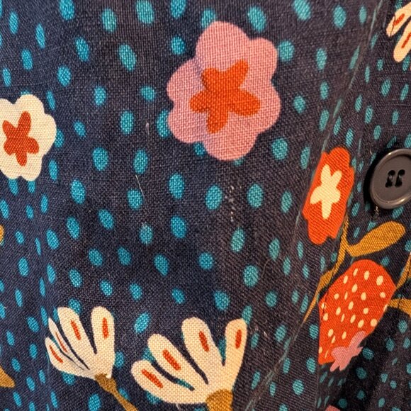 Modcloth x Princess Highway Womens Sz 8 Blue Floral Berry Buttons Pockets Skirt - Picture 7 of 10